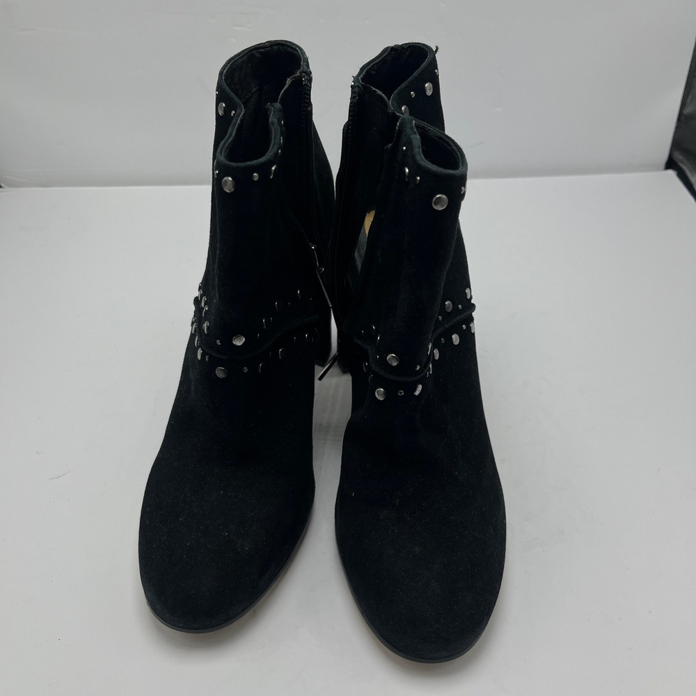 Sam Edelman Chandler Black Suede Studded‎ Block Heel Ankle Boots Size 7 Womens